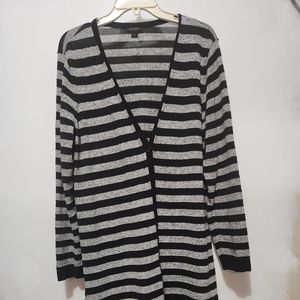 J. Jill Wearever Women's Cardigan Large button Front black cream Knit size L